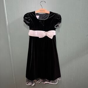 Iris & Ivy Girls Size 10 Black Velvet Holiday Party Dress White Bow Rhinestones